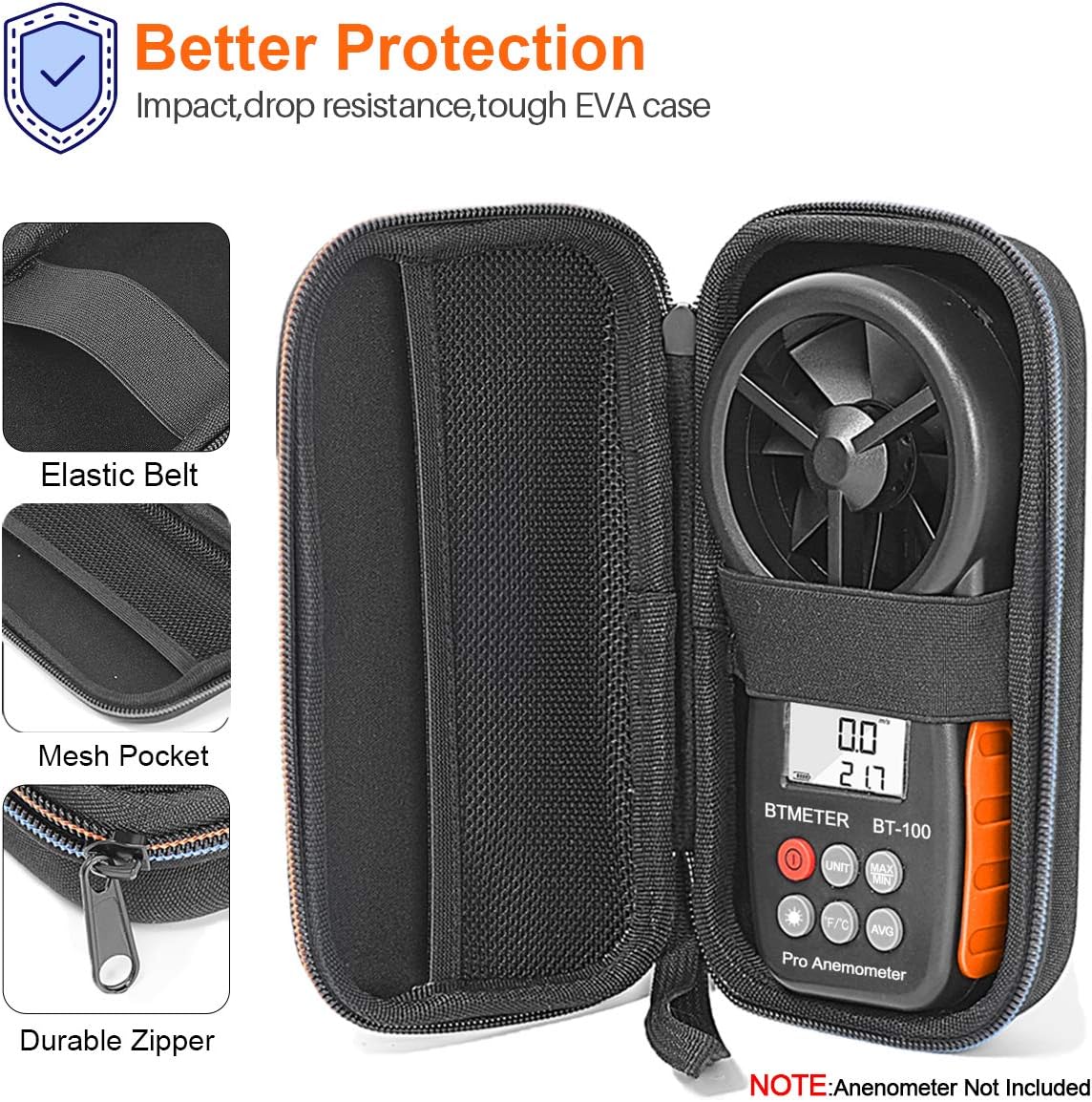Anemómetro mano BT-100 indicador temperatura velocidad