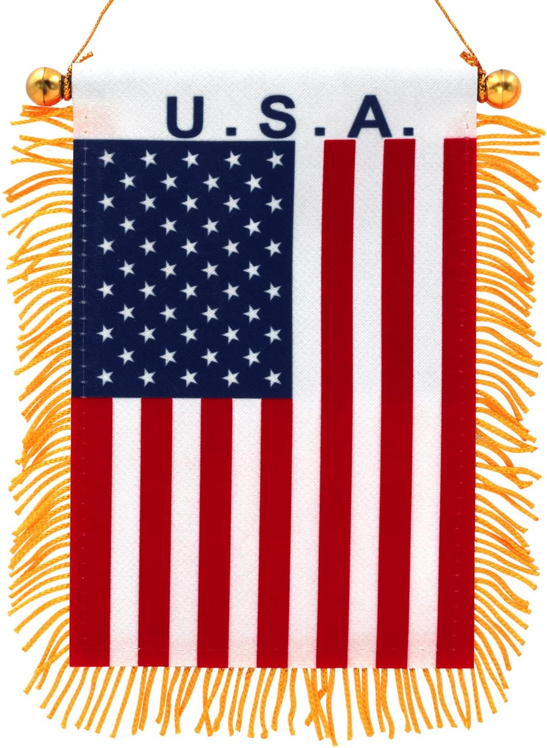 Bandera colgante EE.UU. 4x6pulg con flecos para espejo coche