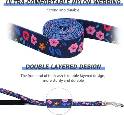 Correa perro doble asa 5ft azul marino