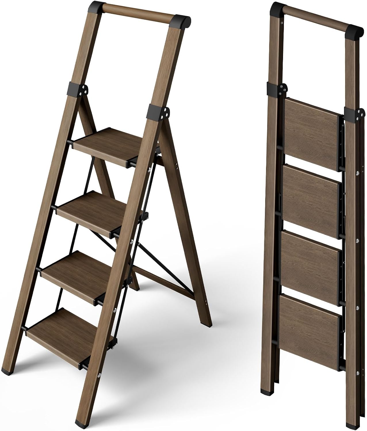 Escalera plegable 4 escalones aluminio antiderrap hogar