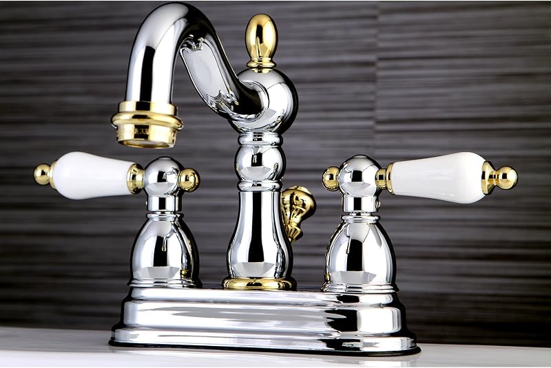 Grifo lavabo centrado 4pulg mango palanca porcelana cromo