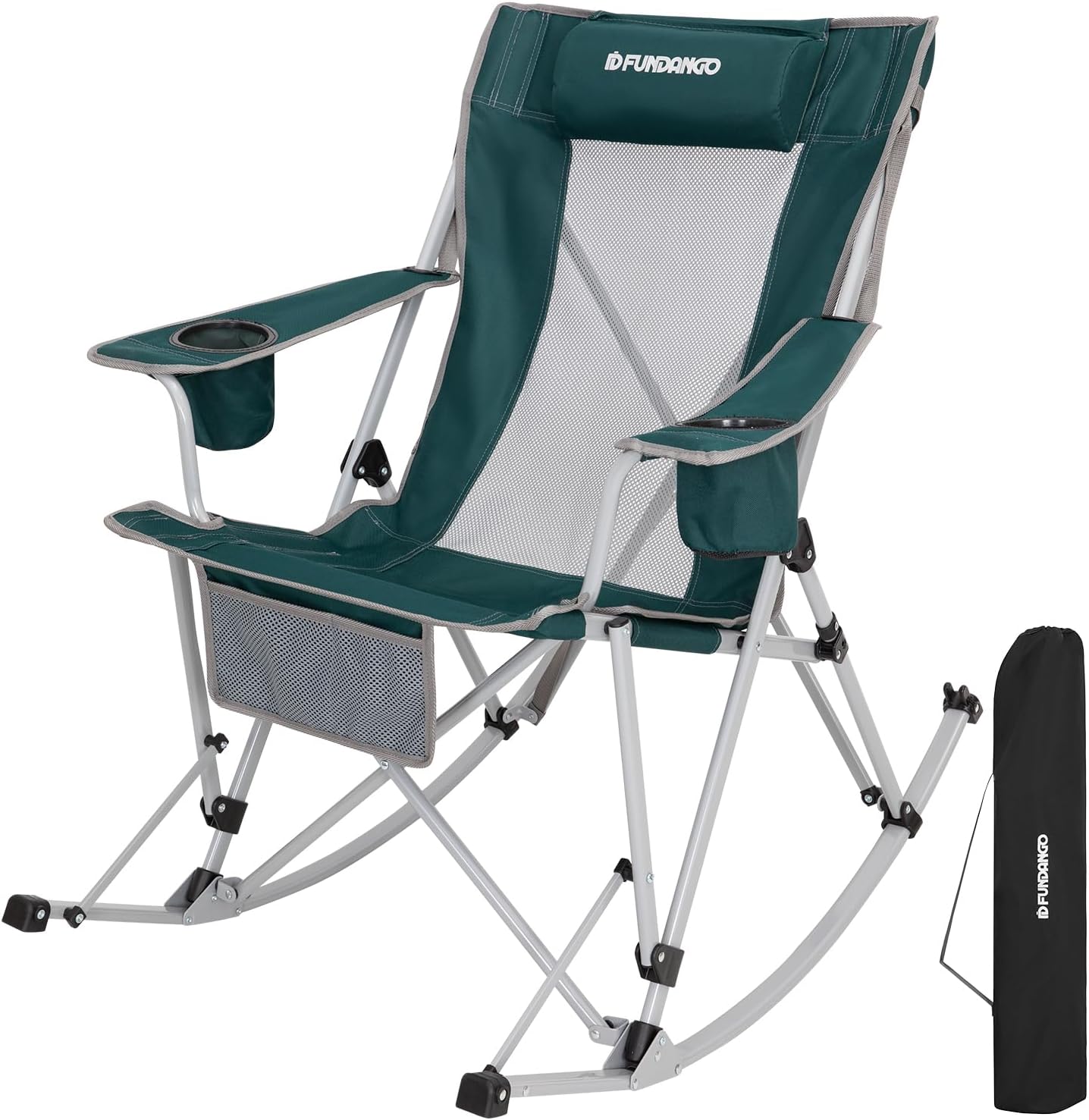 Silla camping plegable malla alta con balanceo y portavasos