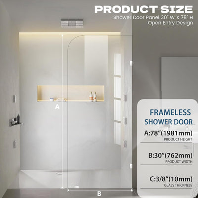 Panel ducha vidrio fijo 30x78pulg transparente 3/8pulg
