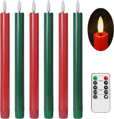 Velas cónicas LED 10pulg control remoto 3D realista 6 pzas