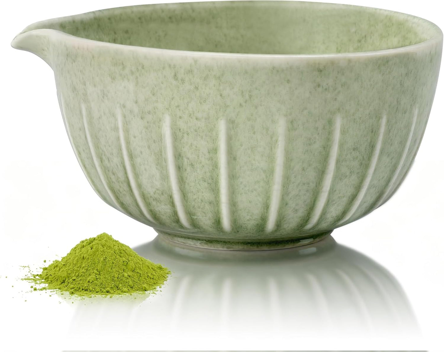 Tazón Matcha Cerámica 19oz Con Boquilla Color Matcha