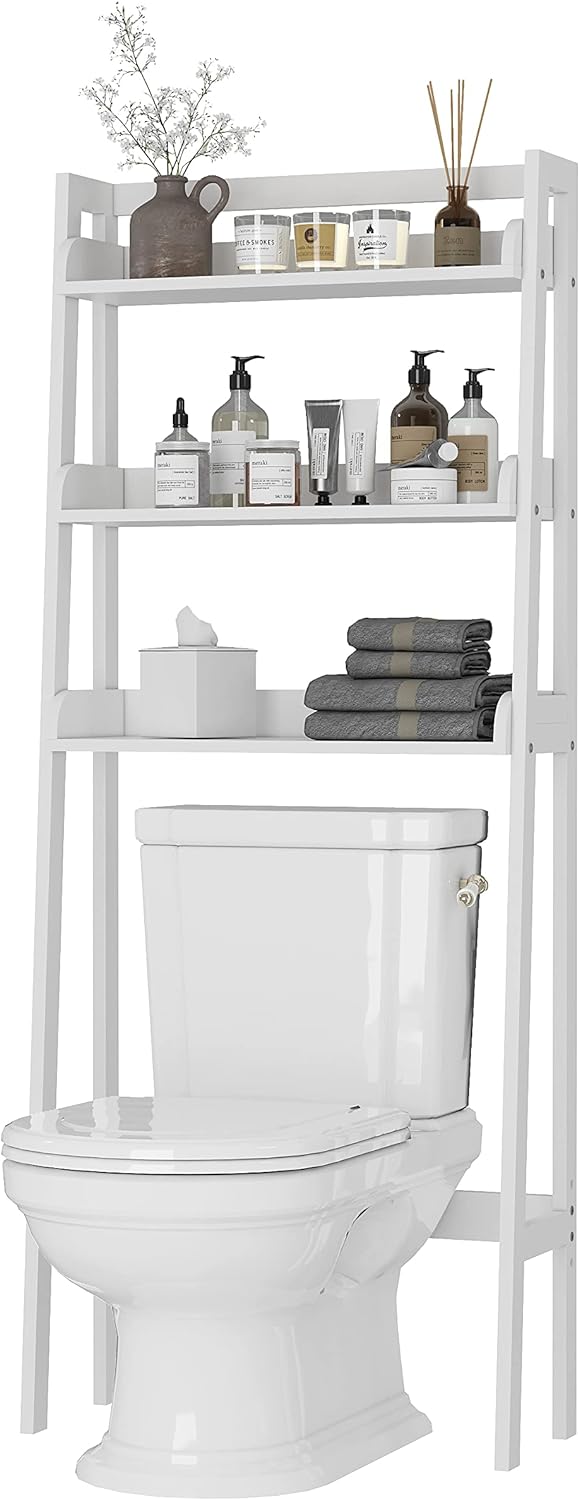 Estante baño 3 niveles sobre inodoro blanco MDF ajustable