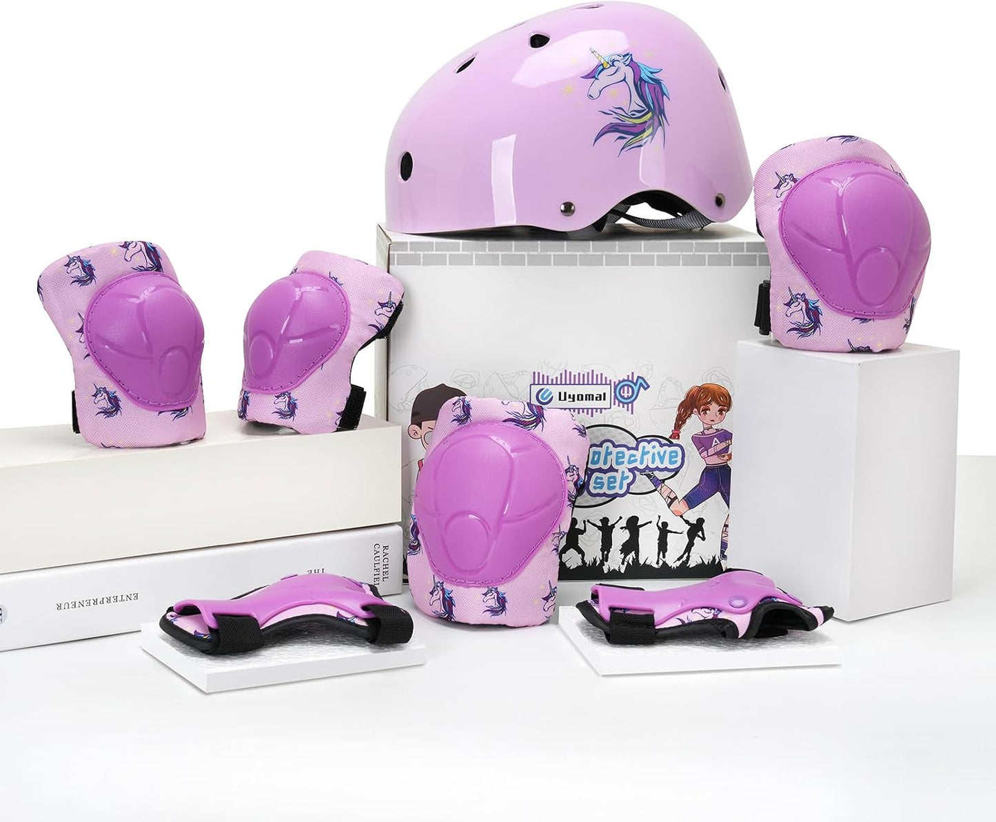 Casco niños con rodilleras coderas y protectores muñeca