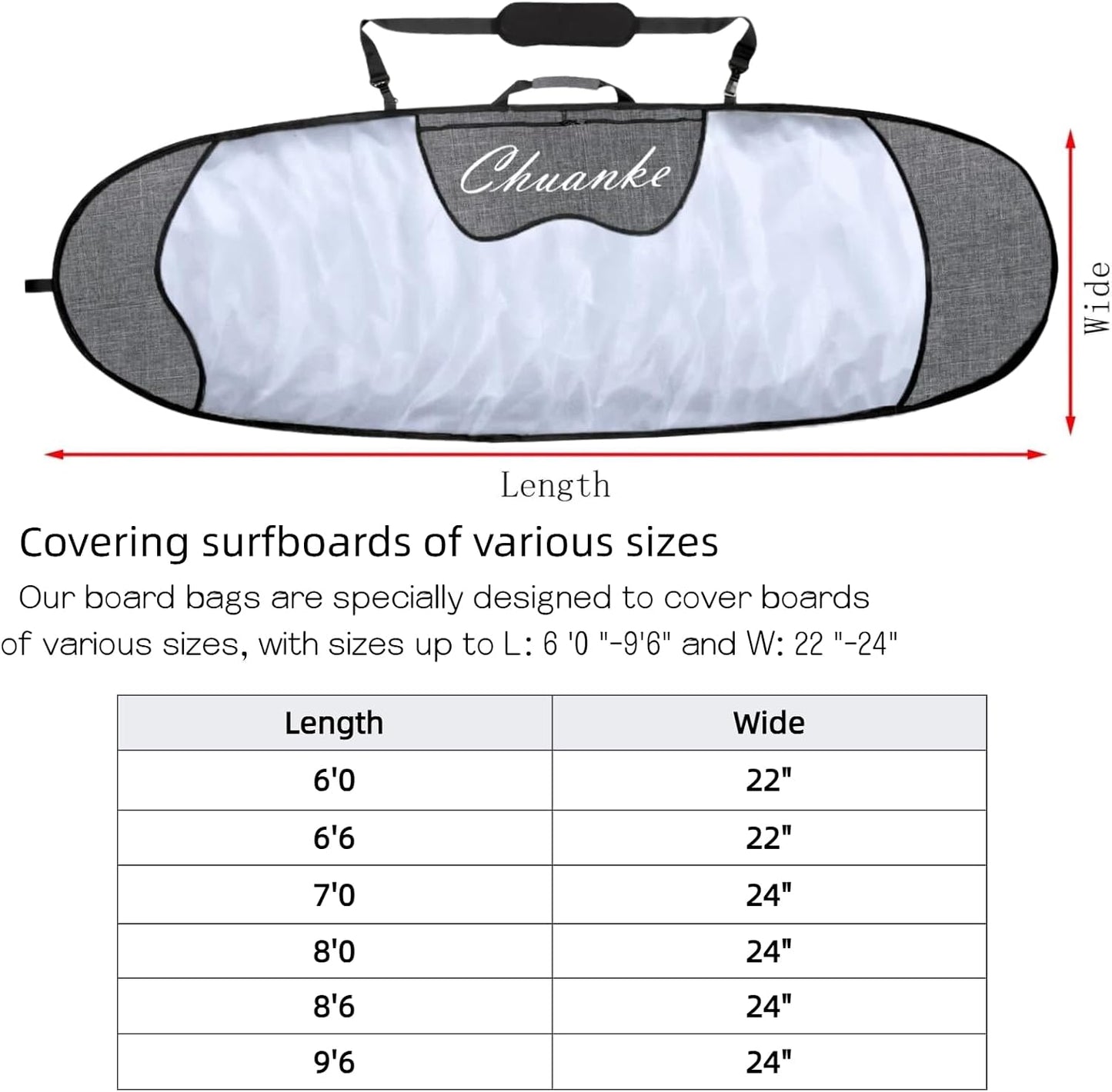 Bolsa tabla surf al aire libre impermeable 6'0 a 9'6