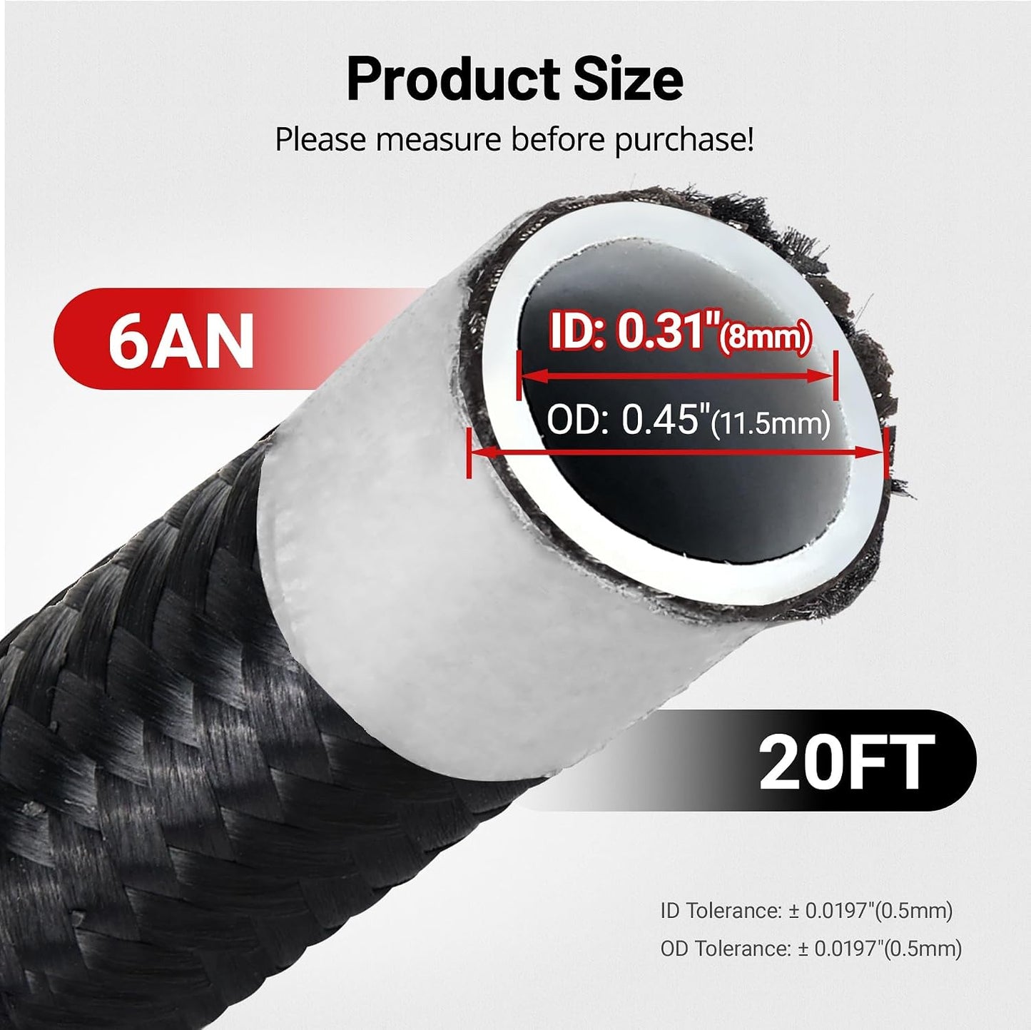 Kit manguera combustible PTFE AN6 E85 20pies negro