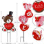 Decoración San Valentín 2 carteles estacas metal corazón oso