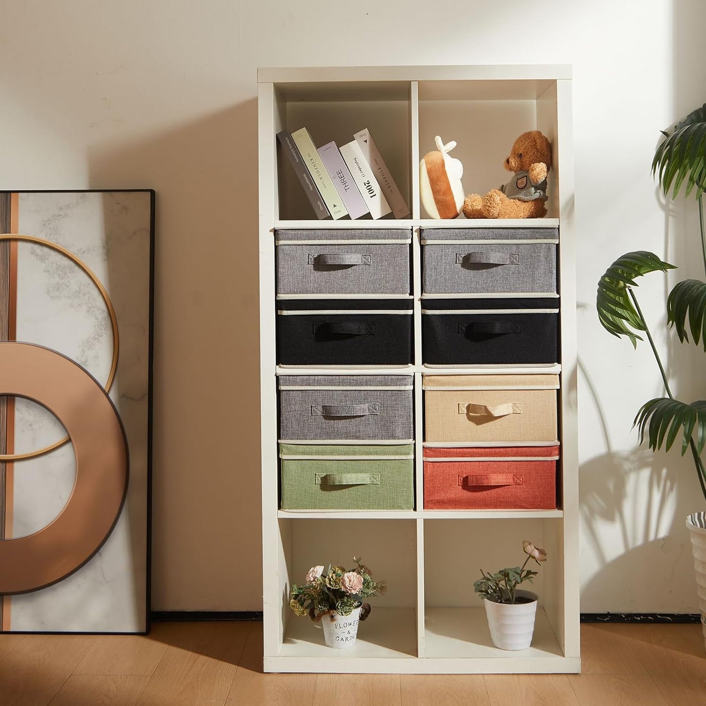 Caja almacenamiento ropa plegable 13x12.5x7" gris