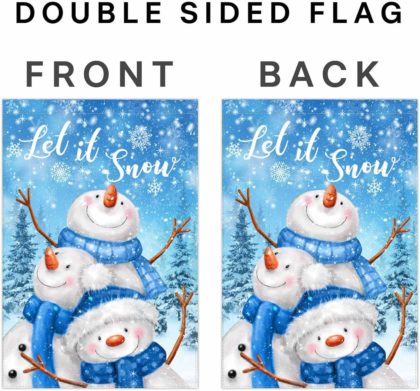 Bandera jardín muñeco nieve azul diseño let it snow señal navidad