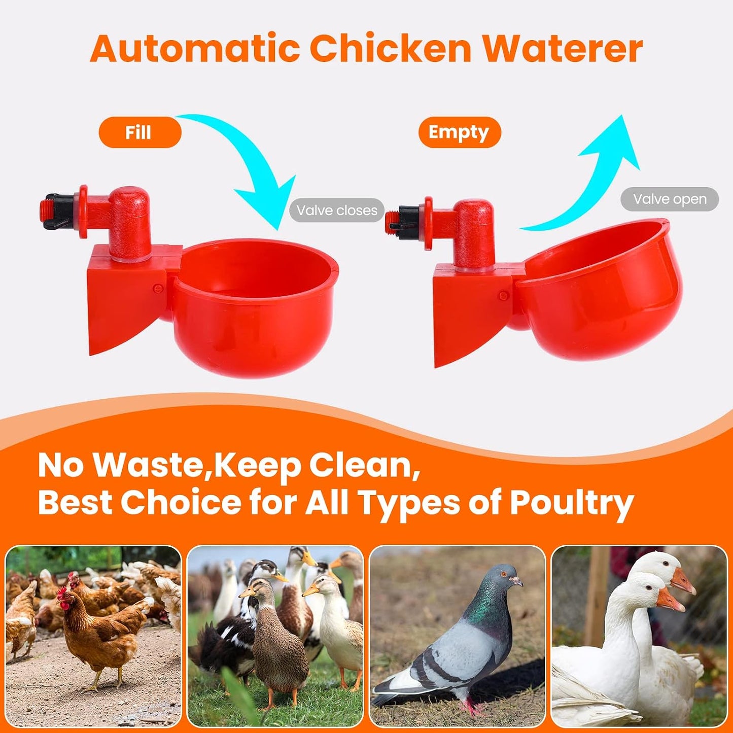 Bebedero automático para aves de corral 24uds