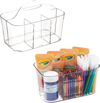 Organiz. plástico manualidades con asa pinceles lápices