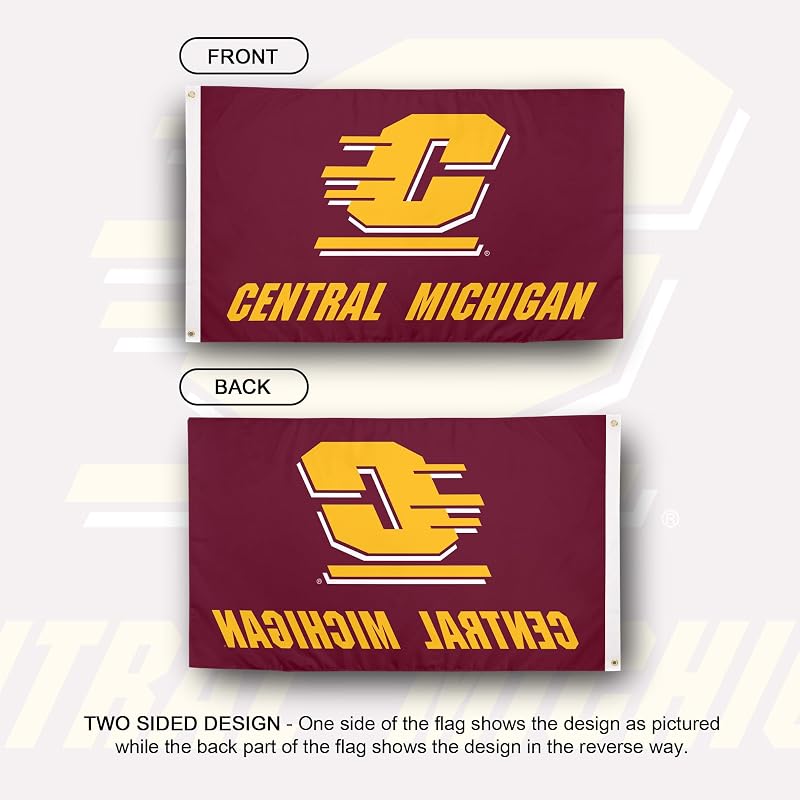 Bandera CMU Chippewas 3x5ft tela poliéster duradera