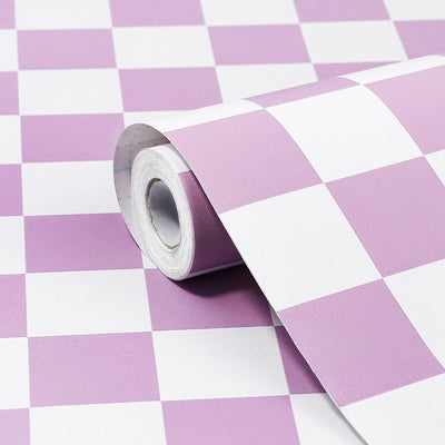 Papel tapiz cuadros morado autoadhesivo 17.3x480"