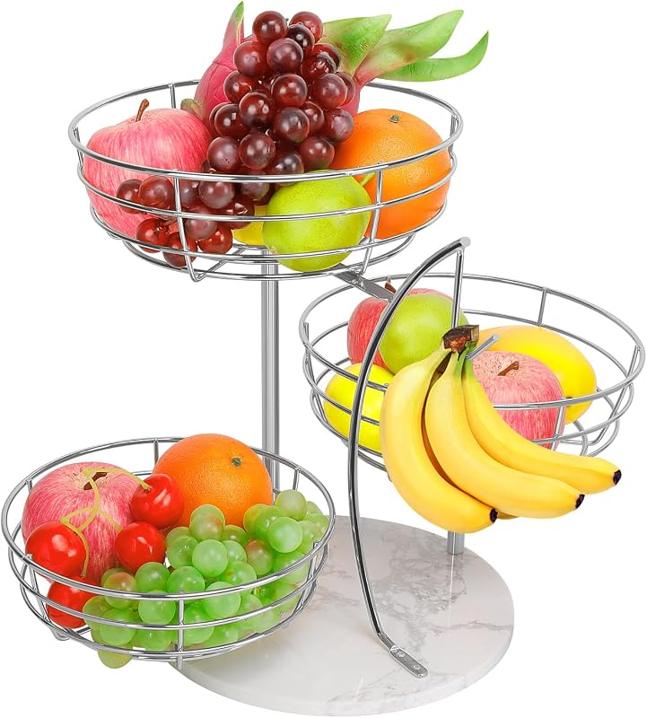 Cesta frutas metal con colgador plátano encimera cocina
