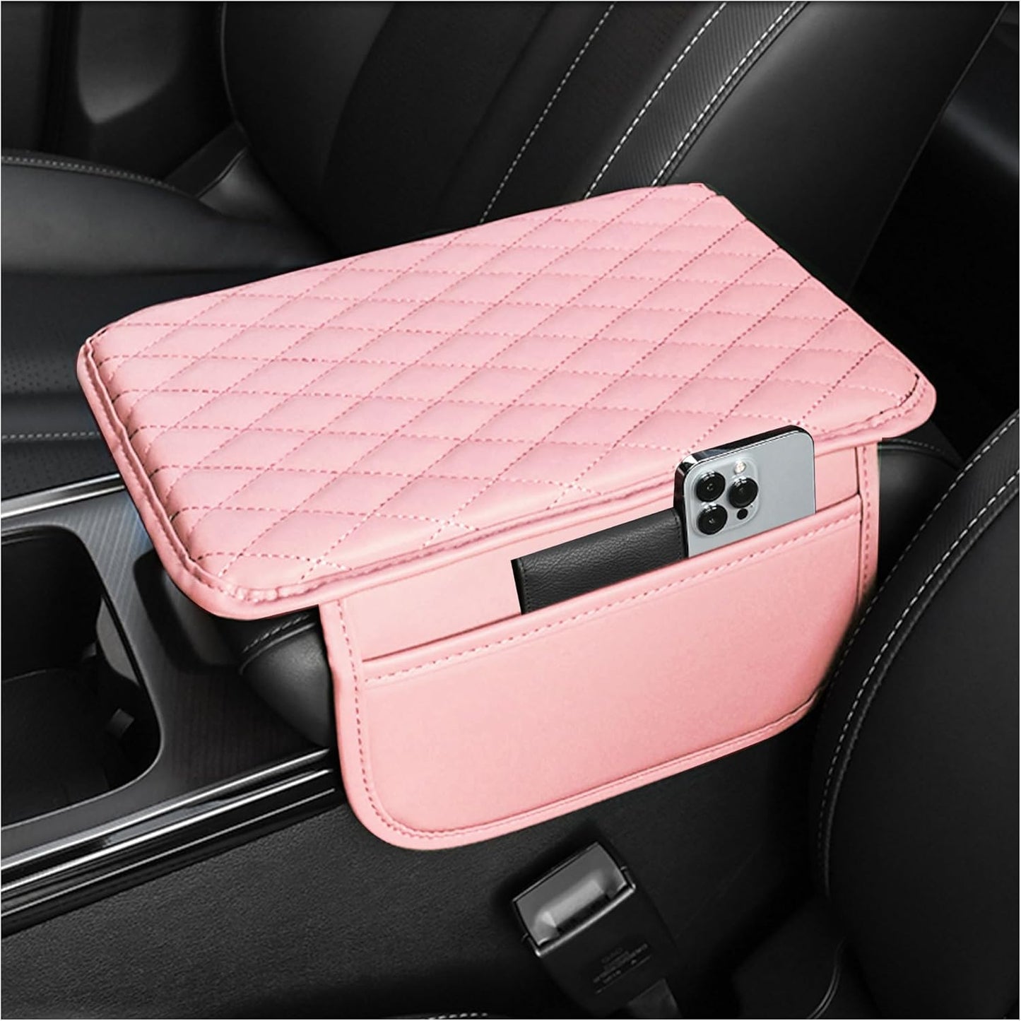 Funda consola central coche microfibra con 2 bolsas almacenamiento