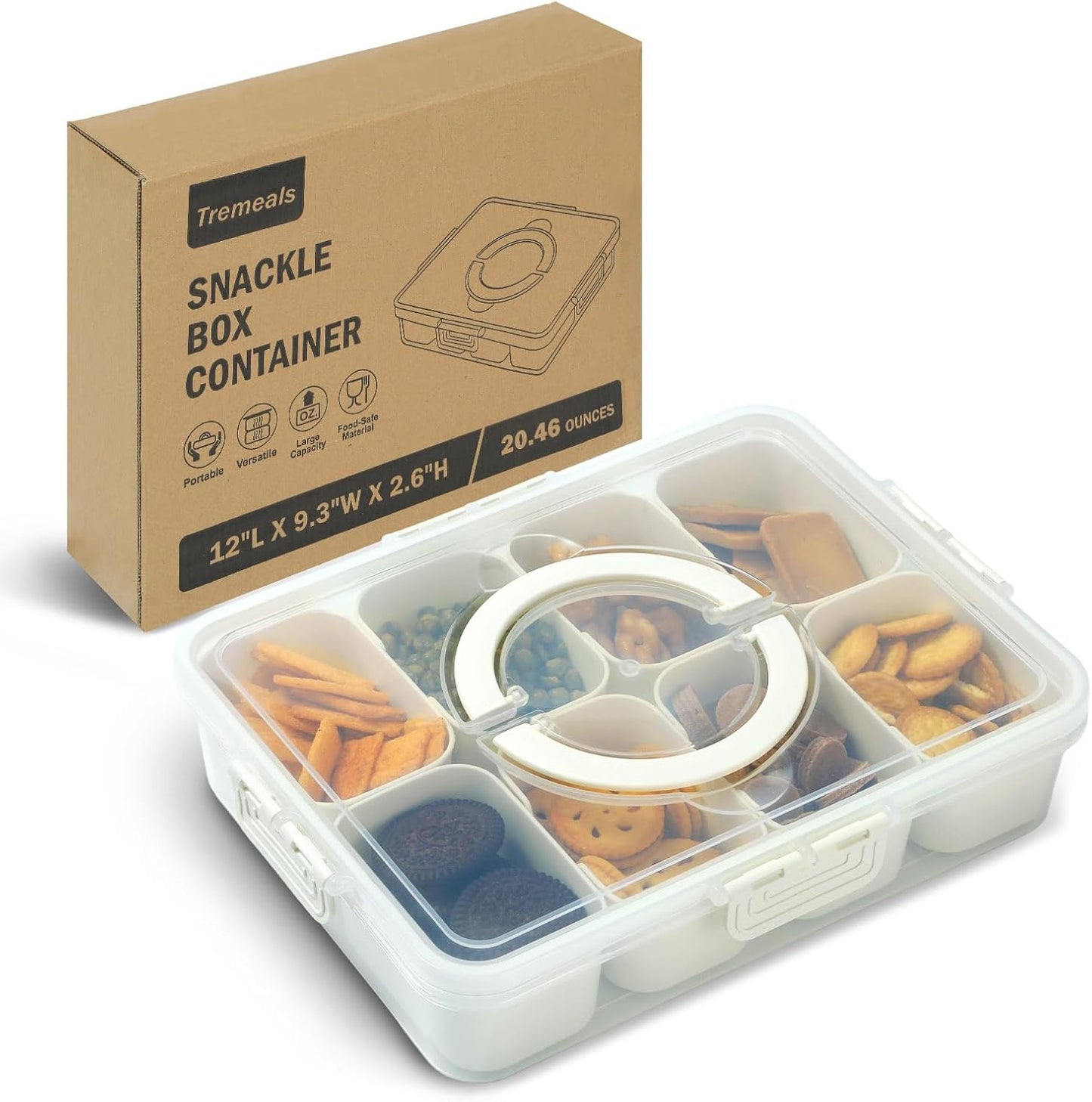 Bandeja dividida para dulces y frutas con tapa lavavajillas 8 tazas