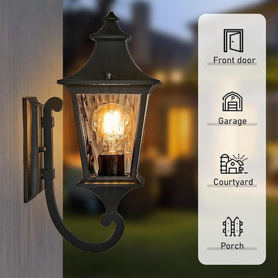 2 Luces Pared Exteriores Vidrio Ondulado E26 Impermeable