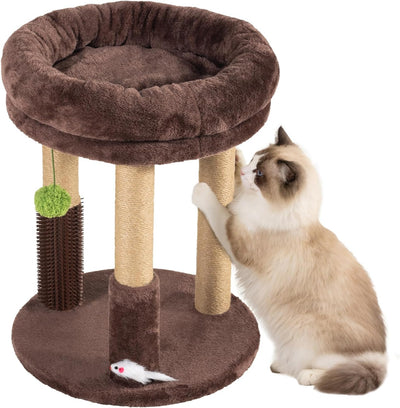 Poste rascador para gatos 21pulg con cama felpa y cepillo