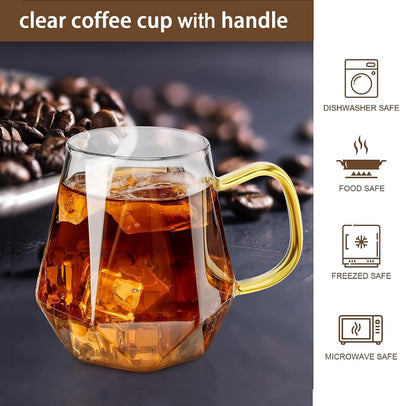 2 Pzas Taza Vidrio 10oz con Asa para Café Té Capuchino
