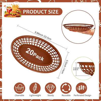 20 Pzas Cestas Alimentos Plástico Ovaladas 8.8x5.5pulg