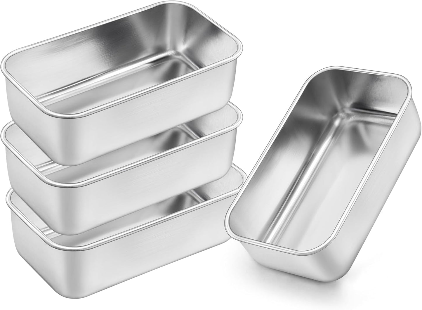 Set 4 moldes acero inox para pan de plátano y carne 6¼x3pulg