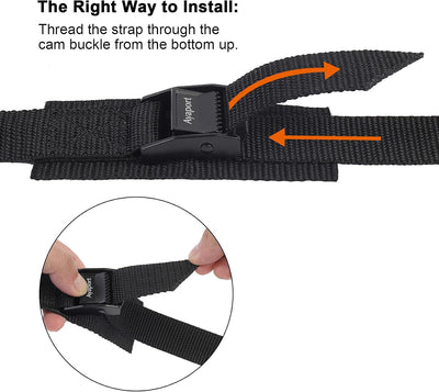 Correas amarre ajustables con hebilla de leva paquete 4 negro