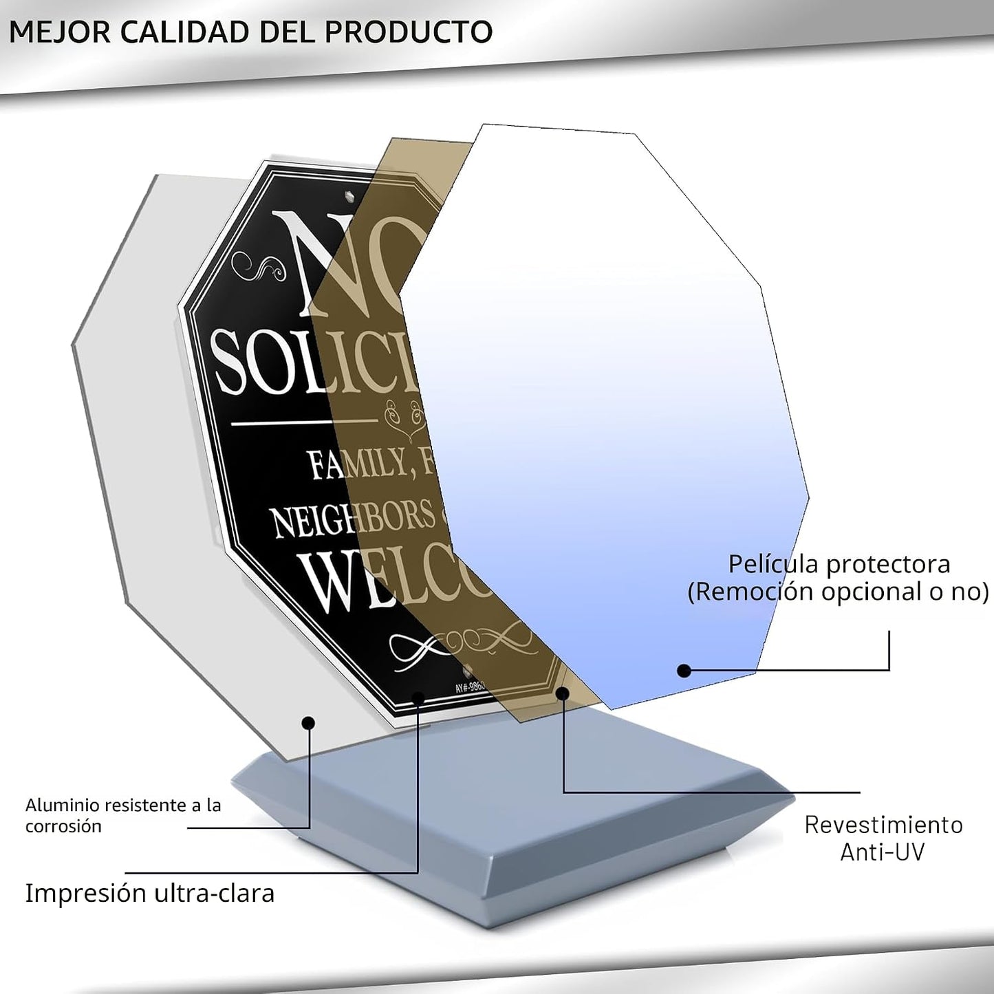 Señal No Solicitantes 10x28 Aluminio Fácil Instalación