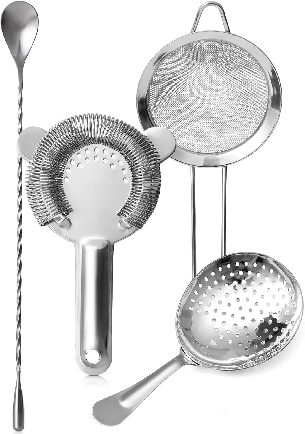 Juego coladores coctel acero inox con cuchara mezcladora