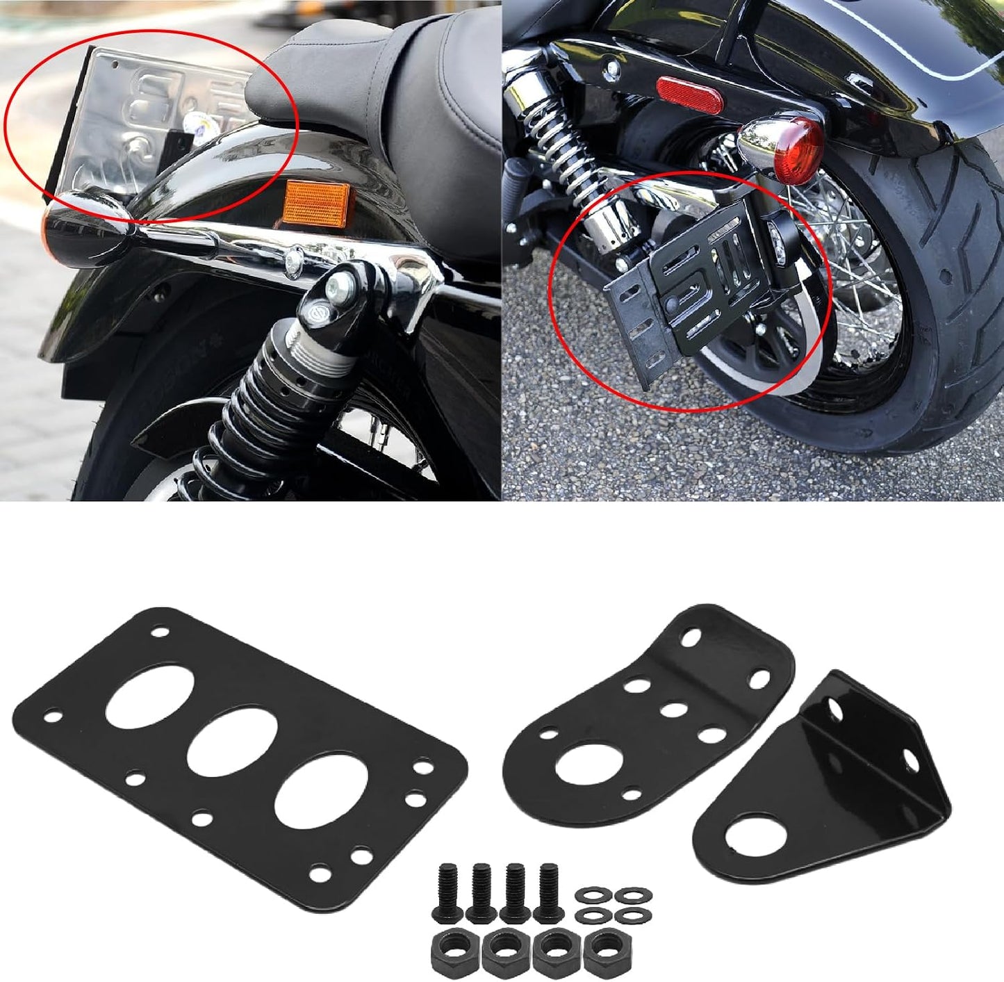 Soporte matrícula lateral para Harley Bobber Negro