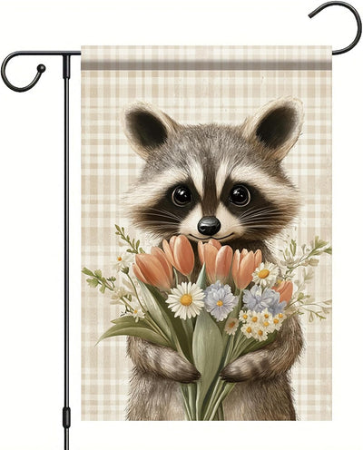 Banderas jardín mapache 12x18pulg doble cara decoración patio