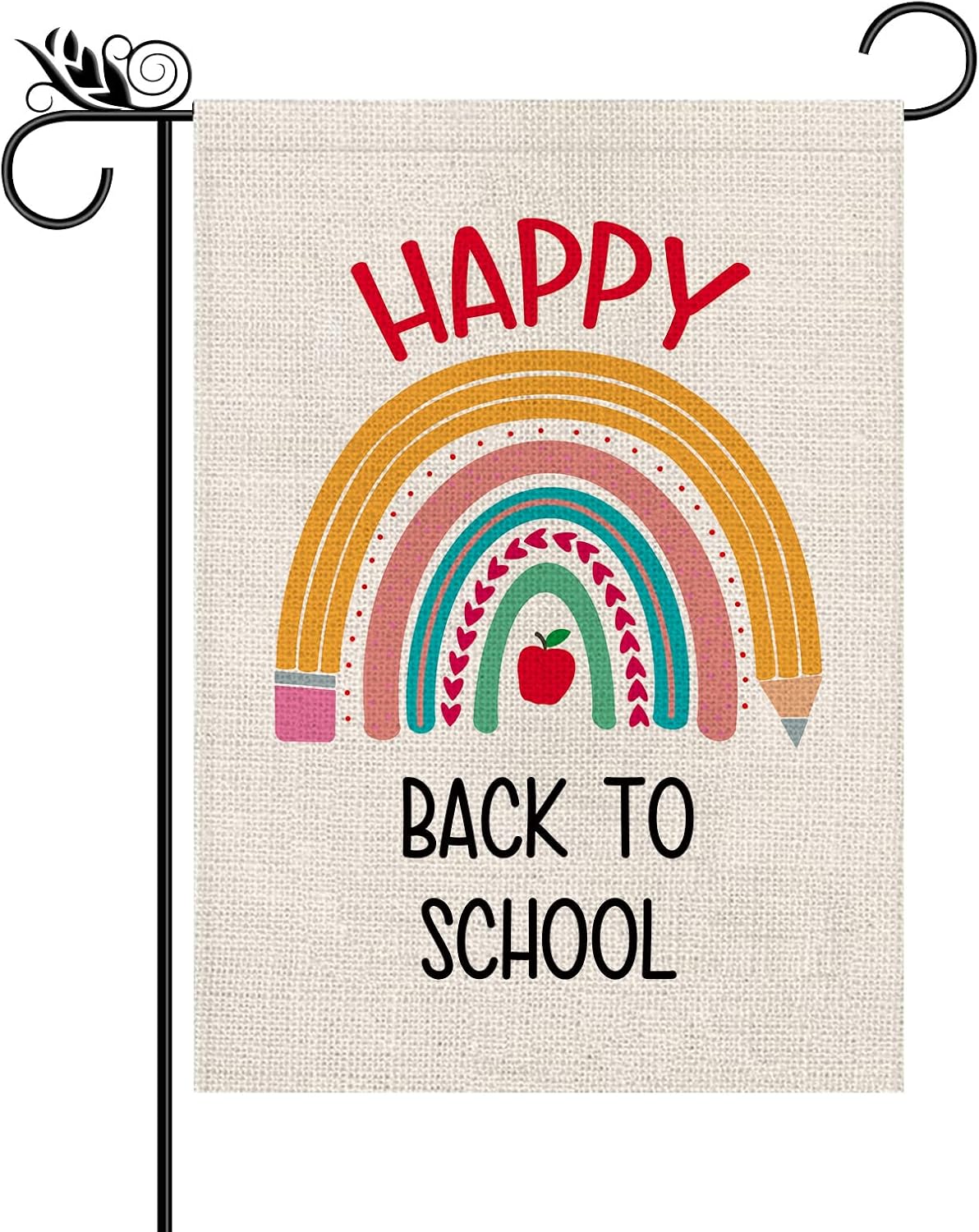 Bandera jardín arco iris happy back to school 12.5x18