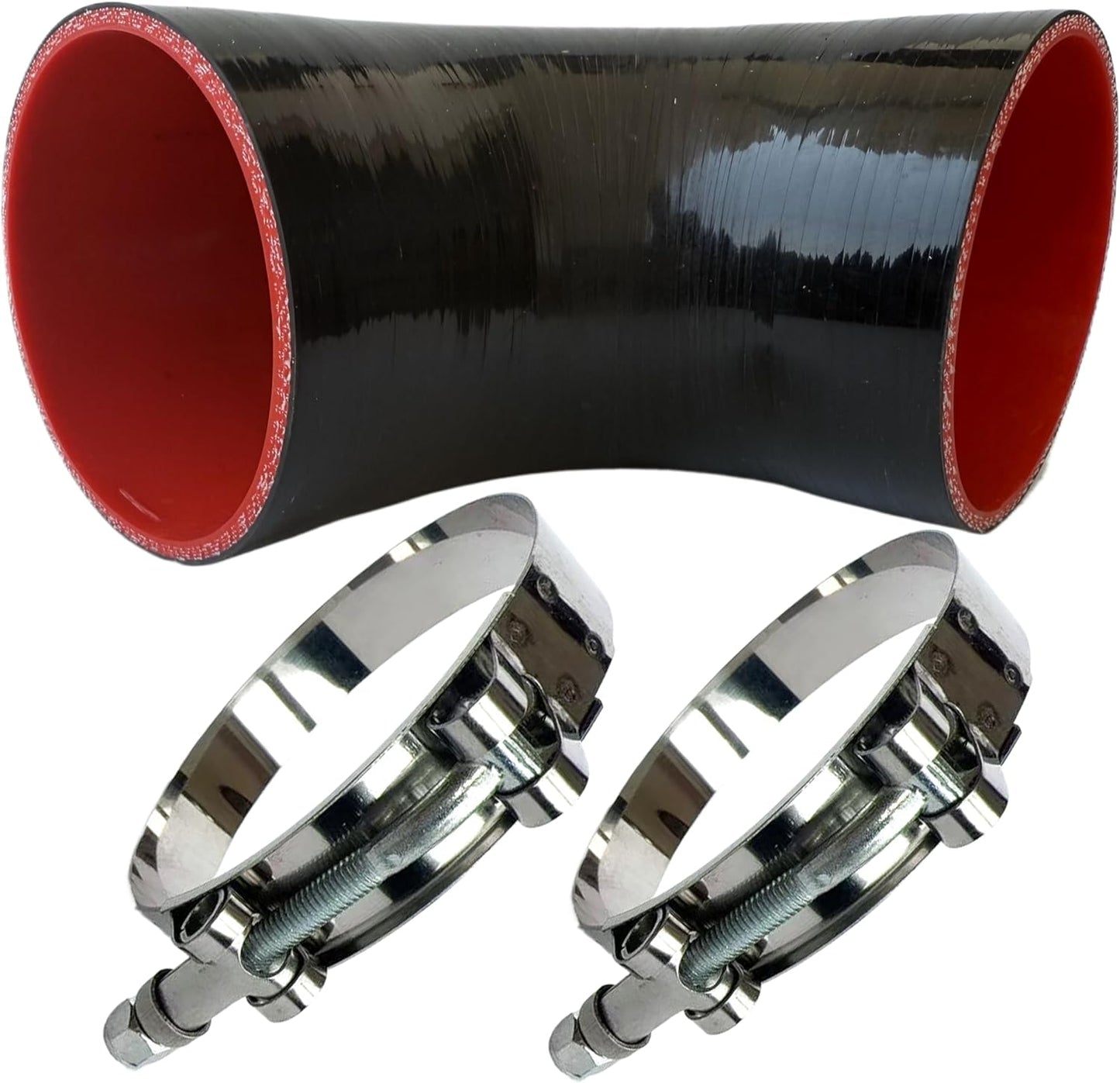 Manguera silicona acoplador codo 90° 4" inox reforzada