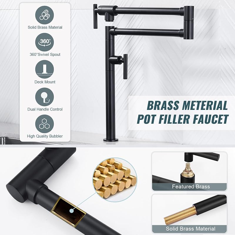 Llave de llenado ollas cocina plegable latón negro
