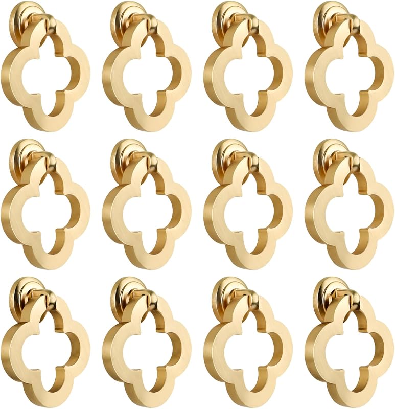 12 Pomos Dorados Latón Cepillado Tocador Cajón de Flores