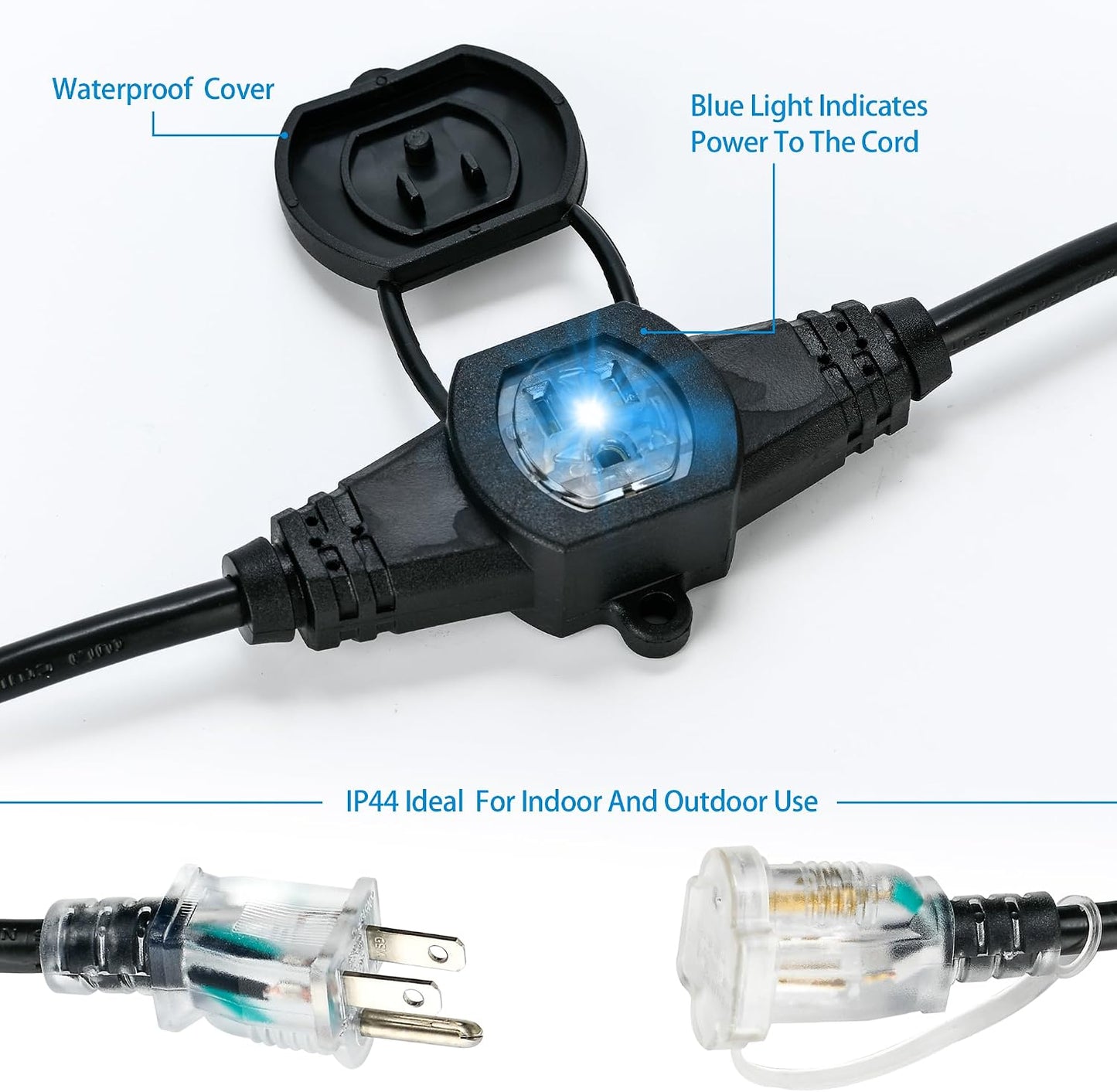 Cable extensión exterior 50ft 7 salidas LED jardín