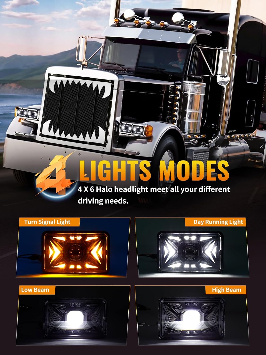 4 Pzas Faros LED 4x6" DOT aprobados