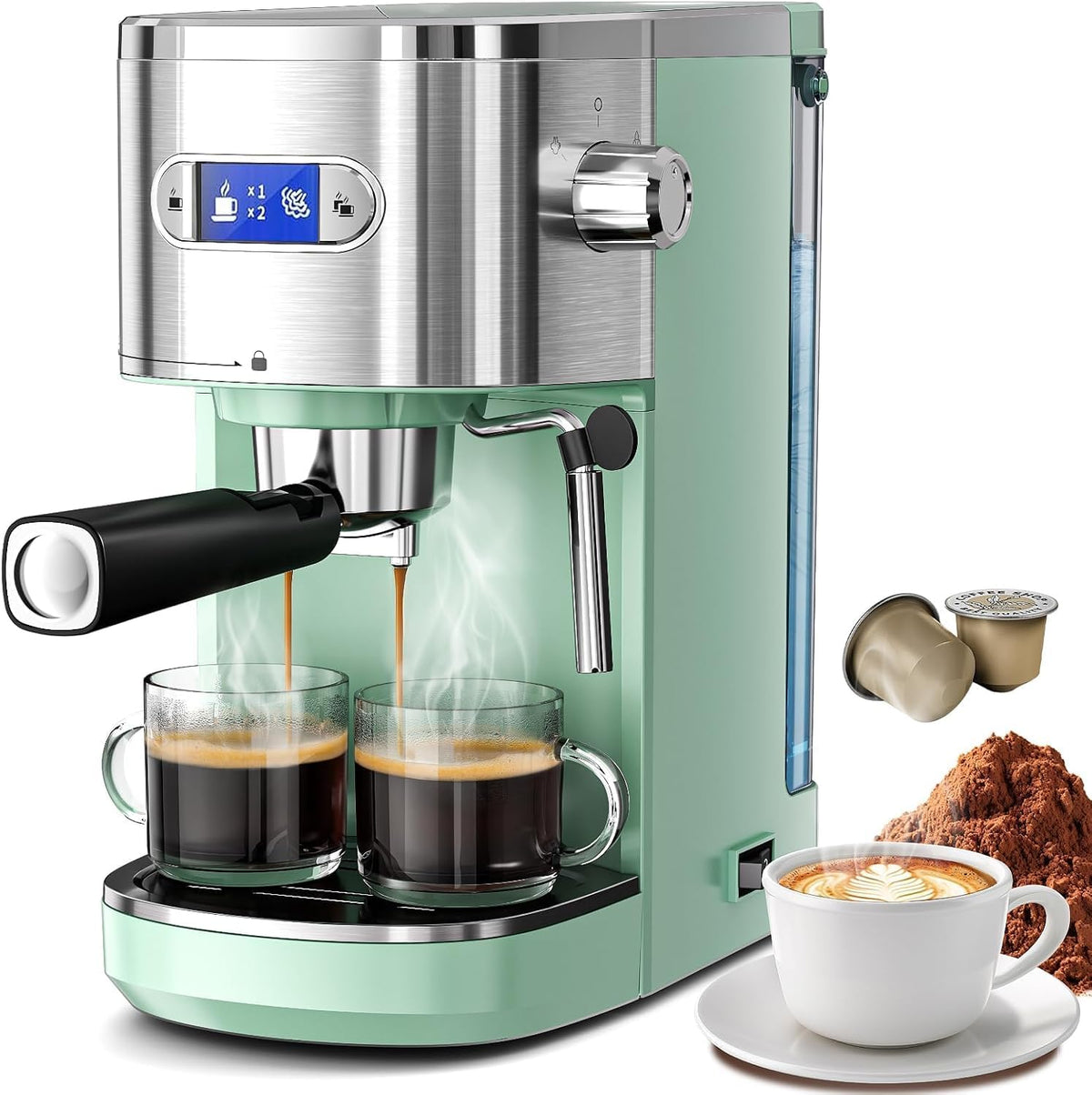 Máquina Espresso 20 Bar Espumador Leche Tanque 40oz