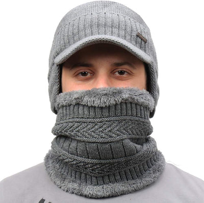 Gorro invierno con visera y orejeras para hombre