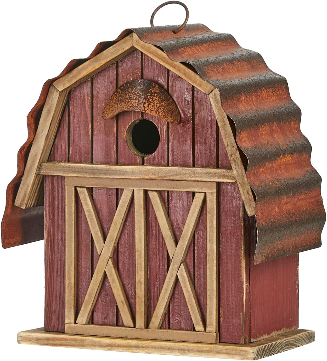 Casa pájaros colgante madera rojo lavado 10.25" exterior