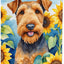Bandera jardín girasoles Airedale Terrier multicolor