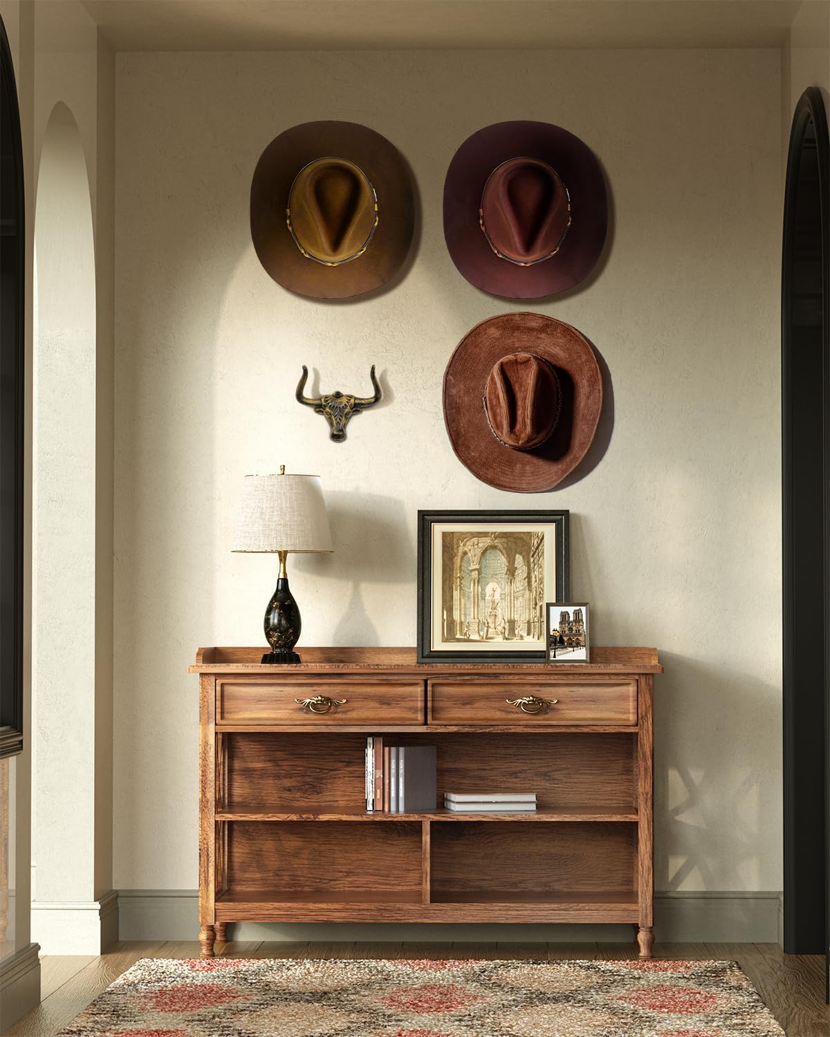Ganchos sombrero metal cabeza toro hierro fundido decoración