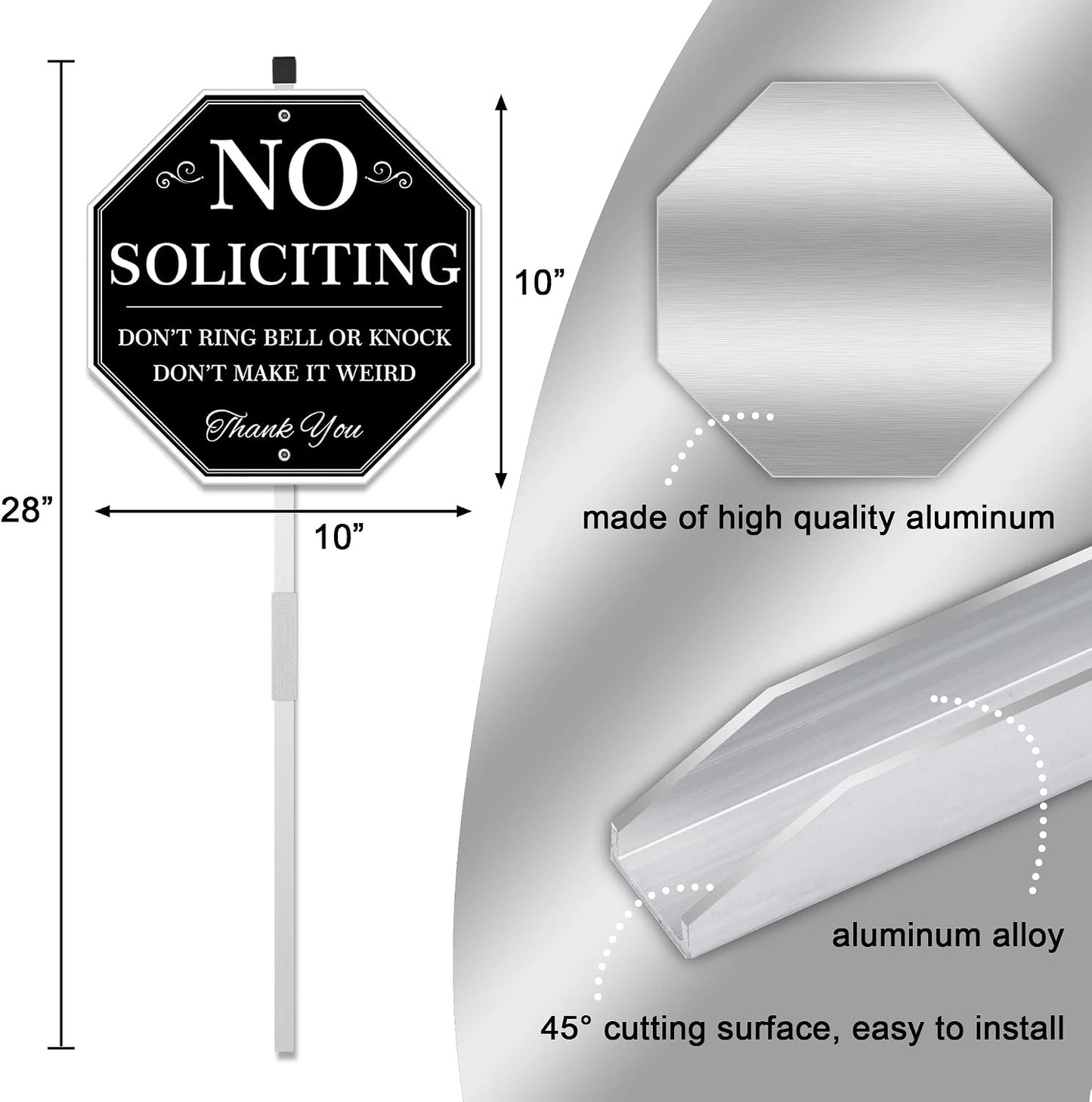 Cartel No Solicitar Casa y Patio 10x28" metal negro