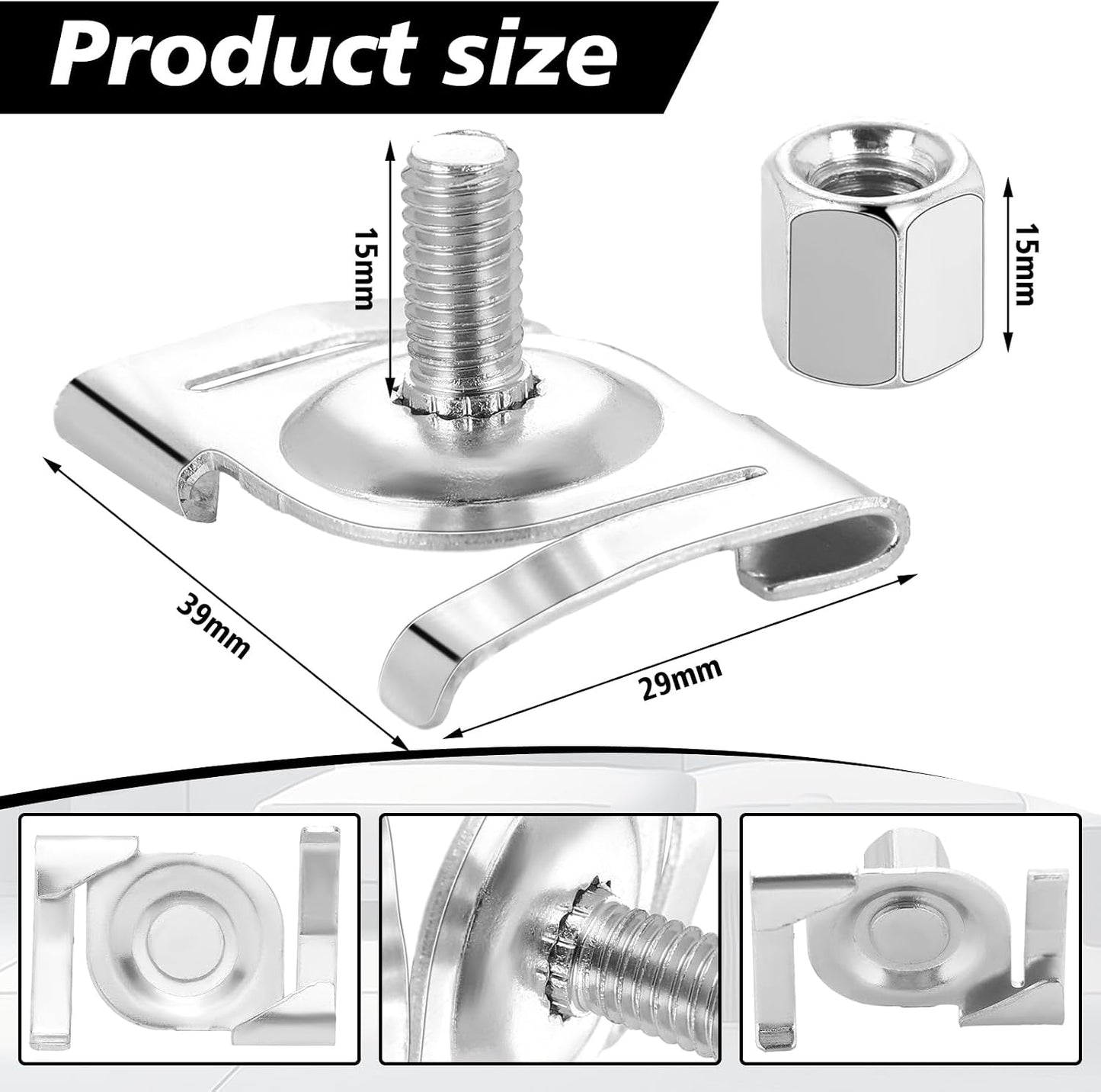 10 Clips techo barra en T para riel 120V plateado