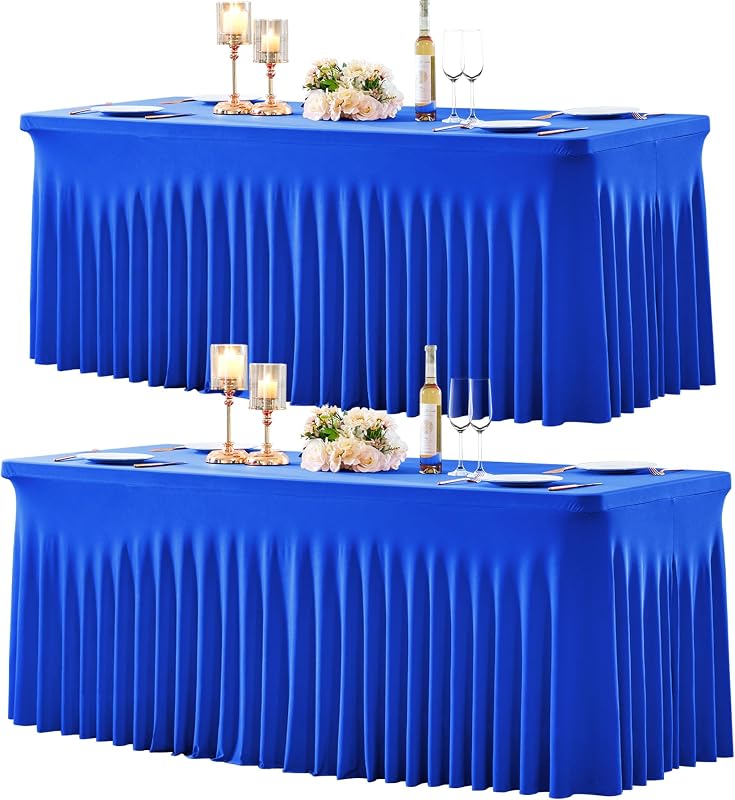 2 Manteles Elastano Ajustables Azul Rey para Mesa 6ft