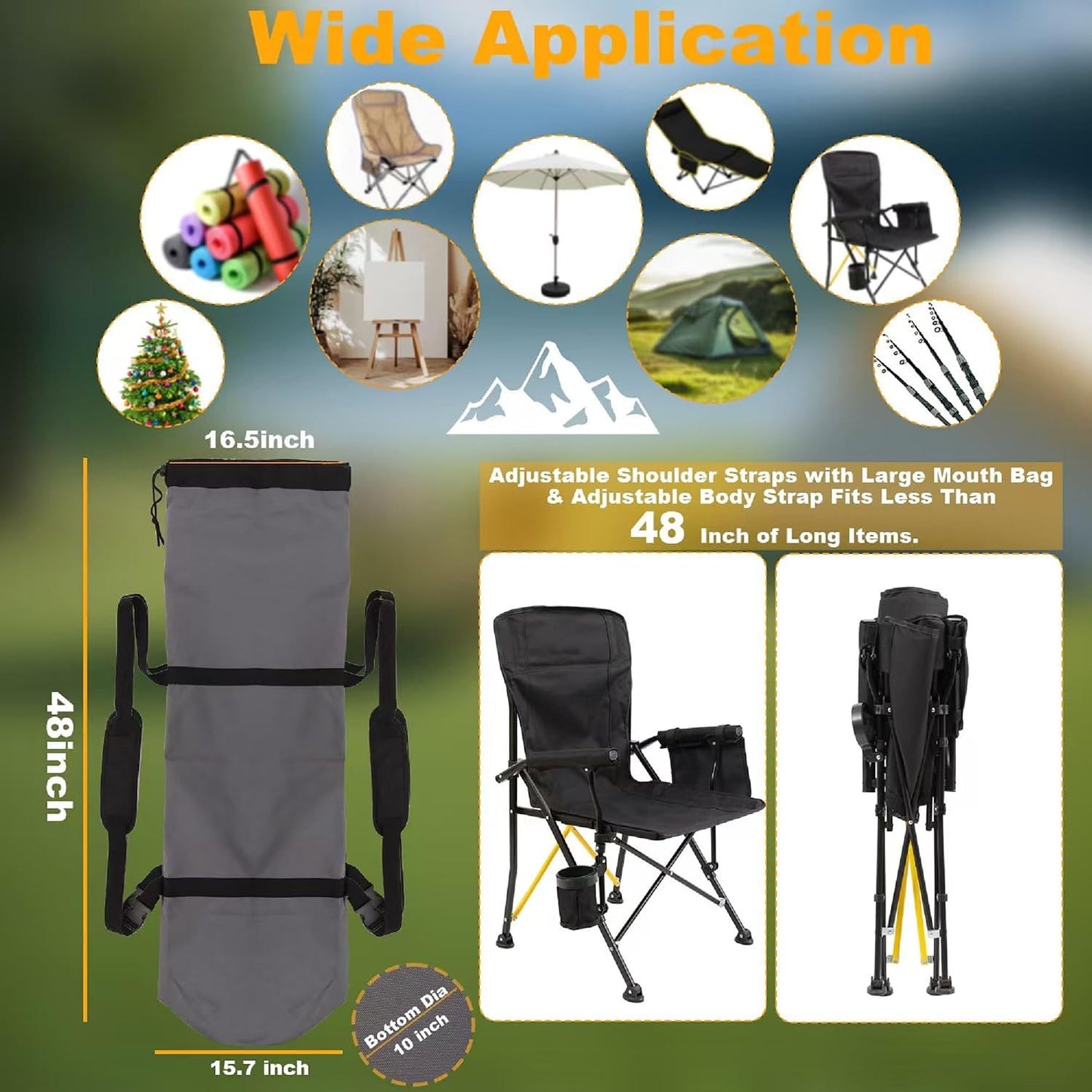 Bolsa silla campamento 48pulg correa hombro