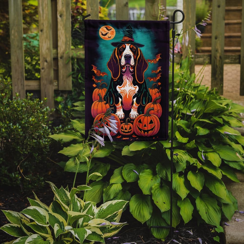 Bandera decorativa Halloween Basset Hound patio multicolor
