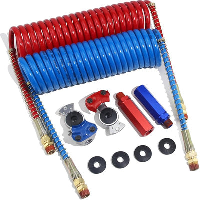 Kit mangueras freno aire enrolladas 15pies coletas 12pulg